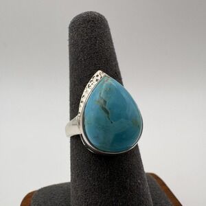 Nicky Butler Sterling Silver 925 Turquoise Teardrop Cocktail Ring Size 7 India